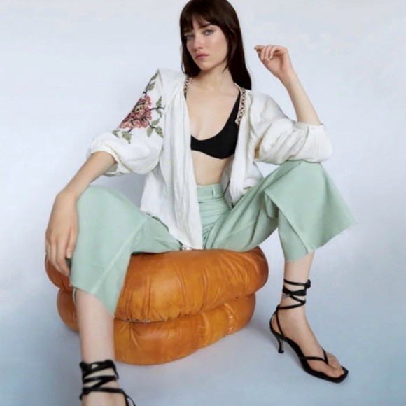 NWT Zara Beaded Embroidered Boho Summer Jacket Open Front Gauze Cotton Topper XS - Picture 2 of 16